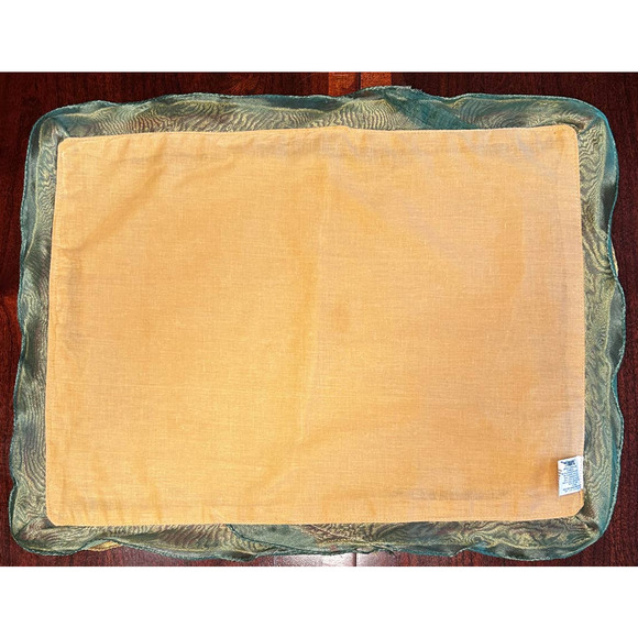 Pier 1 Imports Set Two (2) Gold Red Green Ruffle Elegant Placemats 13"x19" VGC - Picture 3 of 4